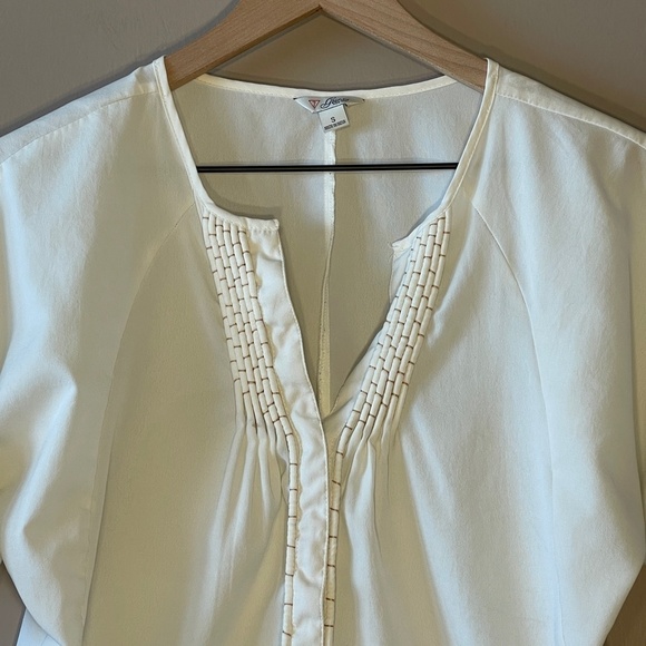 Vintage Guess Off White Sheer Blouse with Bottom Tie-S - Picture 5 of 8